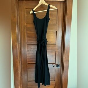 Vince Black Midi Dress with Tie Waist